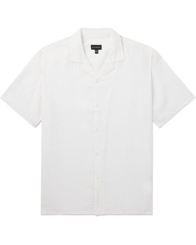 Club Monaco Camp-collar Lyocell-seersucker Shirt - White