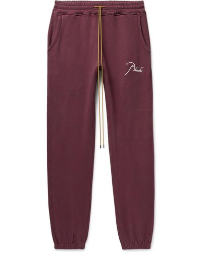 Rhude Tapered Logo-embroidered Cotton-jersey Sweatpants - Purple