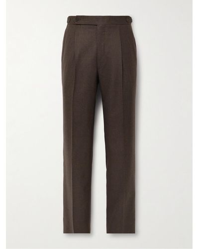 STÒFFA Tapered Pleated Wool Pants - Grey