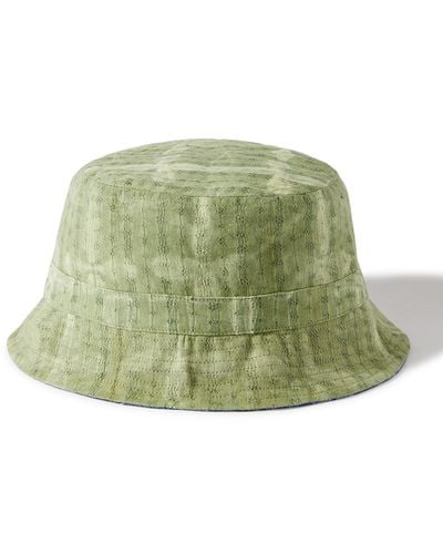 Kardo Reversible Embroidered Printed Organic Cotton Bucket Hat - Green