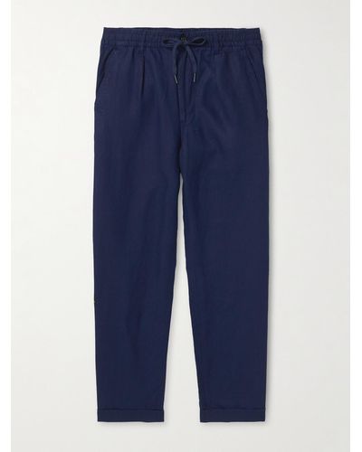 Polo Ralph Lauren Gerade geschnittene Hose aus Leinen mit Kordelzugbund - Blau
