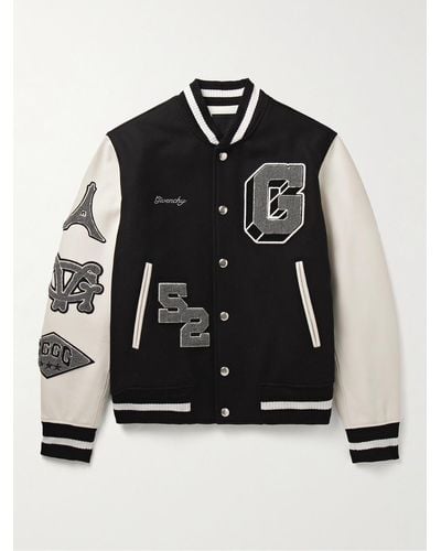 Givenchy Logo-appliquéd Wool-blend And Leather Varsity Jacket - Black