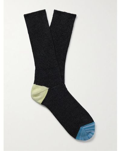 Anonymous Ism Socken aus Rippstrick in Colour-Block-Optik - Schwarz