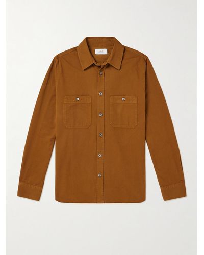 MR P. Herringbone Cotton-twill Shirt - Brown