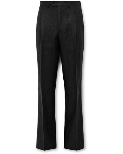 Saman Amel Straight-leg Pleated Linen Suit Pants - Black