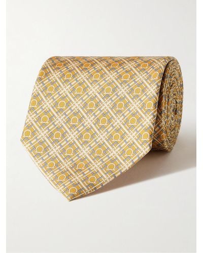 Ferragamo 8cm Logo-print Silk-twill Tie - Natural