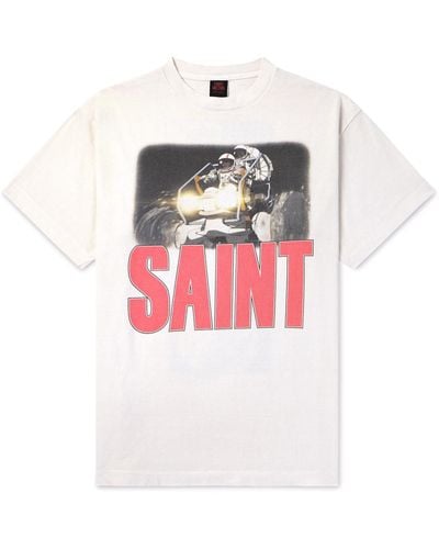 SAINT Mxxxxxx Freedom Space Logo-print Cotton-jersey T-shirt - White