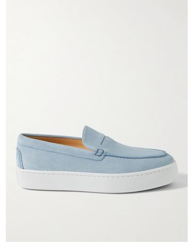 Christian Louboutin Paqueboat Suede Boat Shoes - Blue