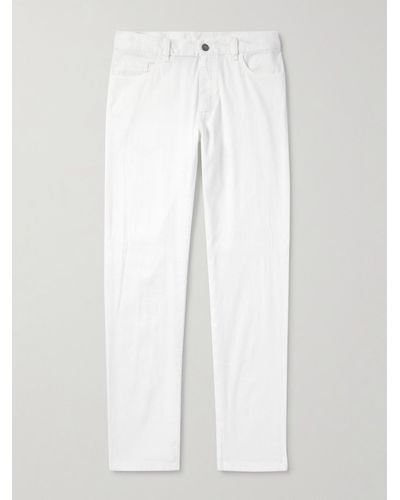 ZEGNA Roccia Slim-fit Straight-leg Garment-dyed Linen-blend Trousers - White