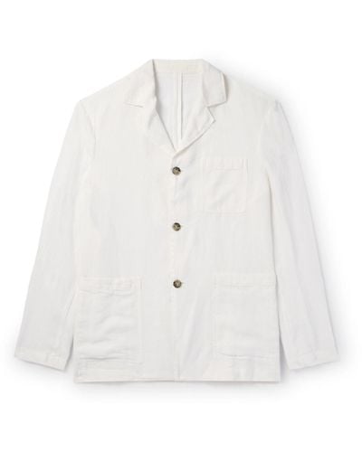 Altea Cleto Camp-collar Linen Shirt Jacket - White