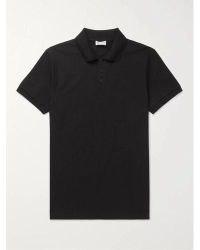 Saint Laurent Logo-embroidered Cotton-piqué Polo Shirt - Black