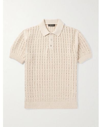 Loro Piana Open-knit Cotton Polo Shirt - Natural