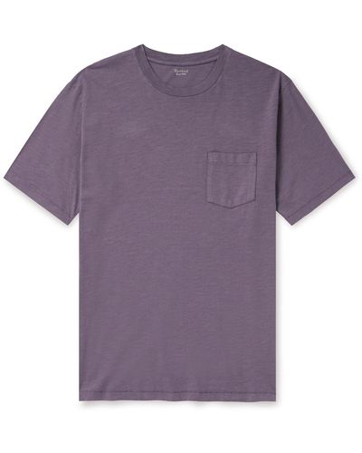 Hartford Pocket Garment-dyed Cotton-jersey T-shirt - Purple