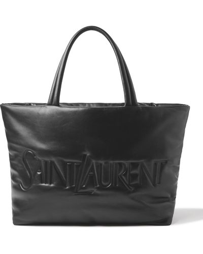 Saint Laurent Logo-debossed Padded Leather Tote Bag - Black