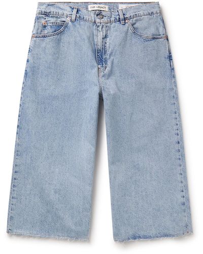 Our Legacy Wide-leg Cropped Frayed Jeans - Blue