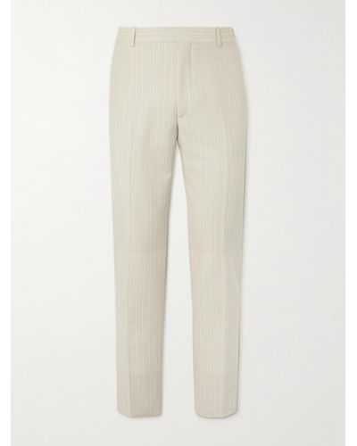 Alexander McQueen Tapered Pinstriped Wool And Mohair-blend Trousers - Natural