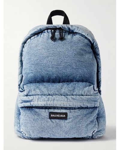 Balenciaga Explorer Denim Backpack - Blue