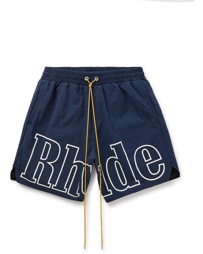Rhude Straight-leg Logo-print Nylon Drawstring Shorts - Blue