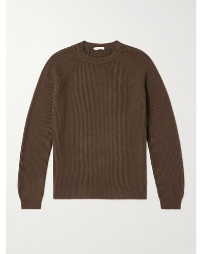 Boglioli Ribbed Wool And Cashmere-blend Sweater - Brown