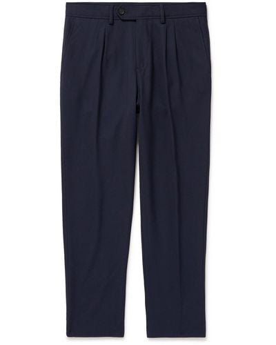 MR P. Tapered Pleated Woven Pants - Blue