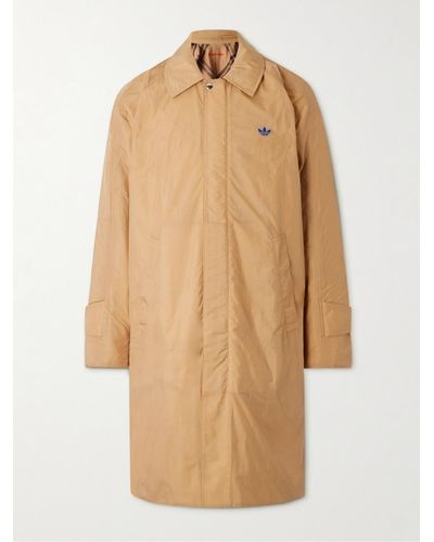 adidas Originals Wales Bonner Reversible Logo-embroidered Crochet-trimmed Nylon And Checked Cotton-twill Trench Coat - Natural