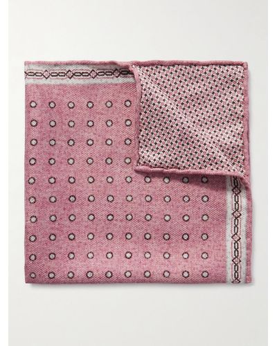 Brunello Cucinelli Reversible Printed Silk-twill Pocket Square - Pink