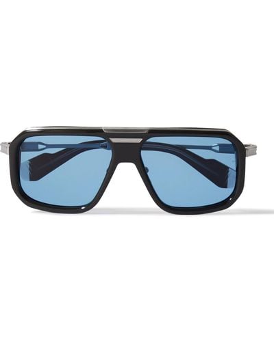 Jacques Marie Mage Donohu Aviator-style Silver-tone And Acetate Sunglasses - Blue