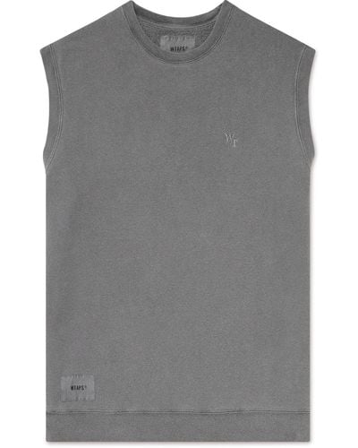 WTAPS Logo-embroidered Cotton-jersey Sweater Vest - Gray