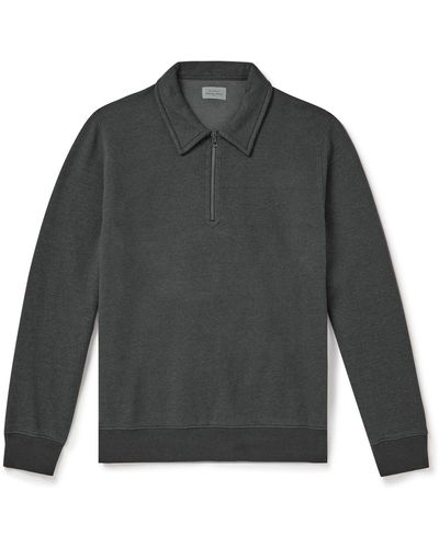 Hartford Cotton-blend Jersey Half-zip Sweater - Gray