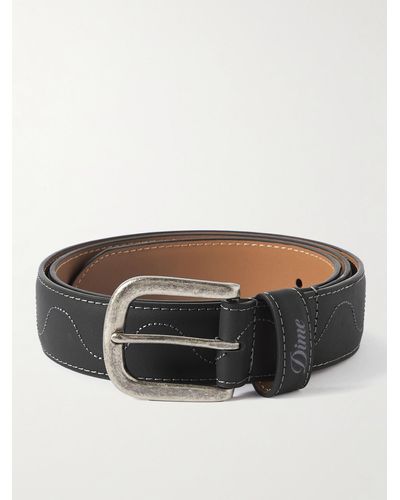 Dime Desert 4cm Embroidered Leather Belt - Grey