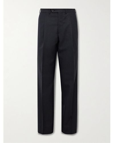 Saman Amel Straight-leg Pleated Wool Suit Pants - Blue