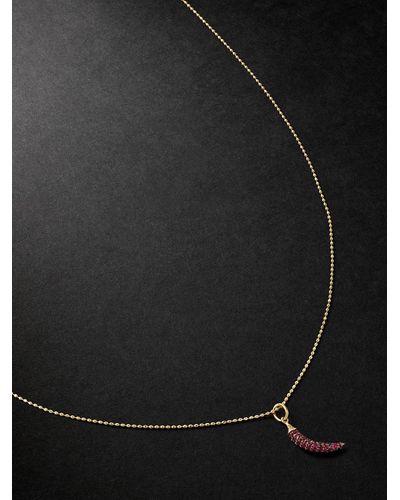 Sydney Evan Chili Pepper Gold Ruby Pendant Necklace - Black