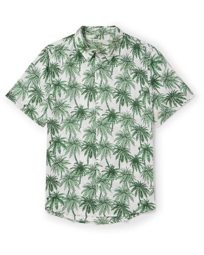 Onia Jack Air Printed Linen And Lyocell-blend Shirt - Green