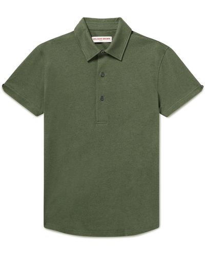 Orlebar Brown 007 Sebastian Cotton And Silk-blend Polo Shirt - Green
