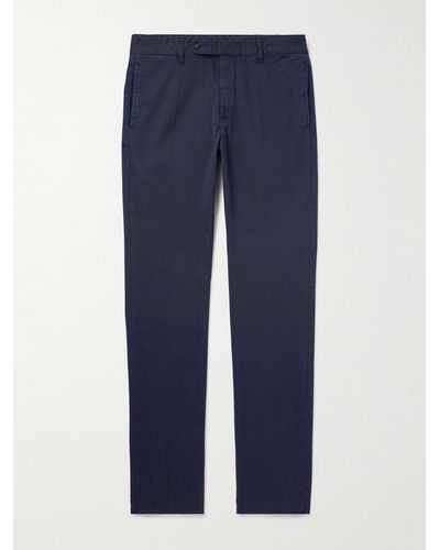 Massimo Alba Winch2 Slim-fit Straight-leg Cotton-blend Twill Trousers - Blue