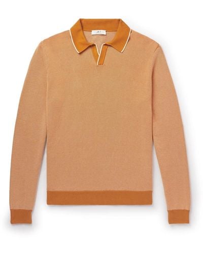 MR P. Johnny Birdseye Cotton Polo Shirt - Orange