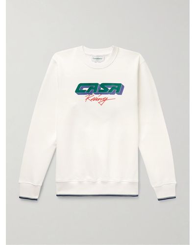 Casablancabrand Casa Racing 3d Logo-appliquéd Organic Cotton-jersey Sweatshirt - Natural