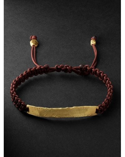 Elhanati Mezuzah Gold And Cord Bracelet - Black