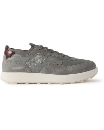 Berluti Light Track Venezia Leather-trimmed Nylon And Suede Sneakers - Gray