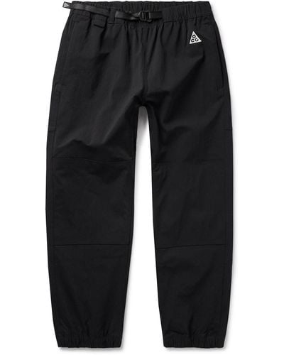 Nike Acg Tapered Logo-embroidered Belted Shell Pants - Black