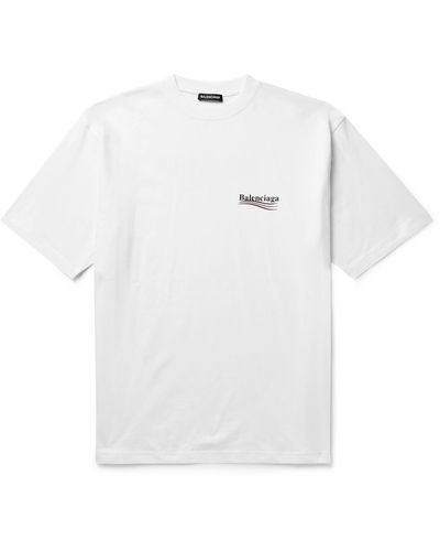 BALENCIAGA Oversized distressed printed cotton-jersey T-shirt