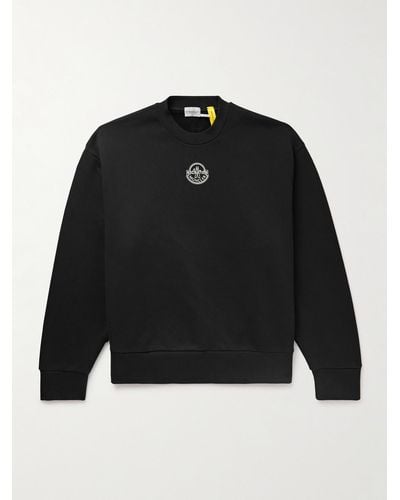Moncler Genius Roc Nation by Jay-Z Felpa in jersey di cotone con logo - Nero