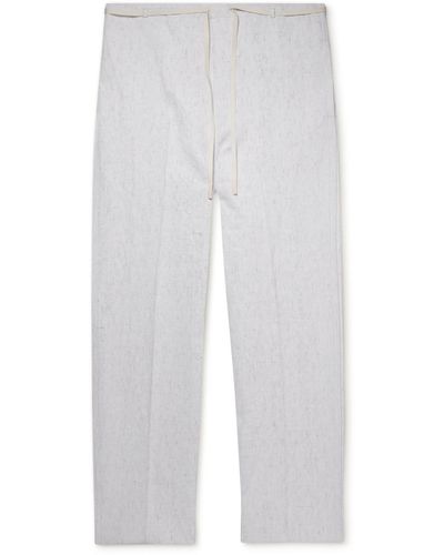 Zegna Wide-leg Linen Drawstring Pants - White