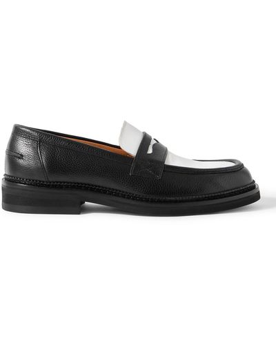 MR P. Jacques Two-tone Leather Penny Loafers - Black