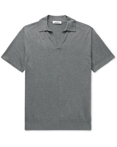 Saman Amel Slim-fit Melangé Cotton Polo Shirt - Gray