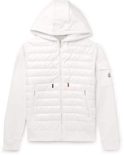 Moncler Quilted Nylon-panelled Cotton-jersey Hooded Down Jacket - White