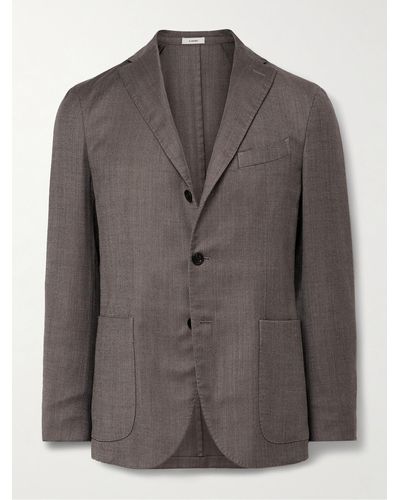 Boglioli K-jacket Unstructured Herringbone Virgin Wool-blend Blazer - Brown