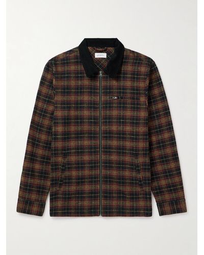 Saturdays NYC Ryan Corduroy-trimmed Checked Cotton-flannel Jacket - Black