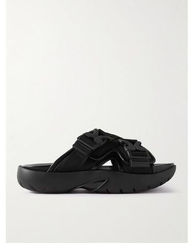 Bottega Veneta Webbing-trimmed Rubber Sandals - Black