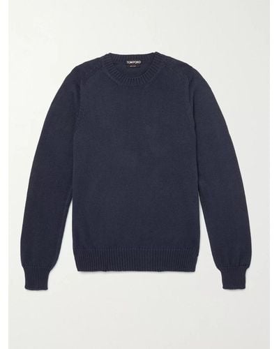 Tom Ford Cotton And Silk-blend Jumper - Blue